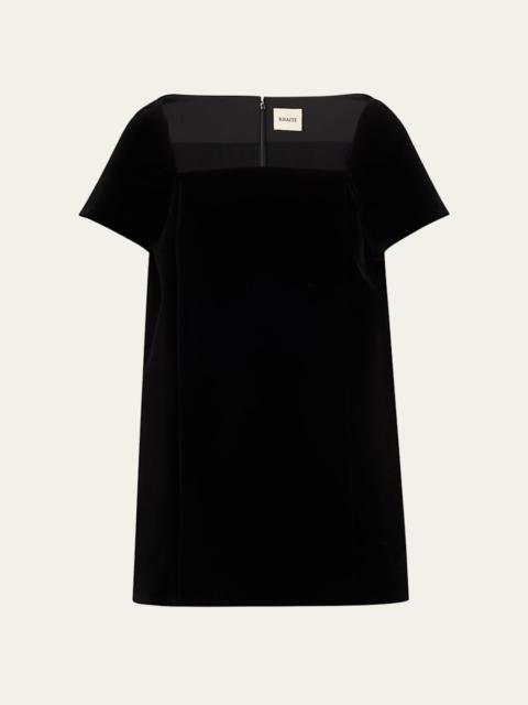KHAITE Benji Velvet Short-Sleeve Mini Dress