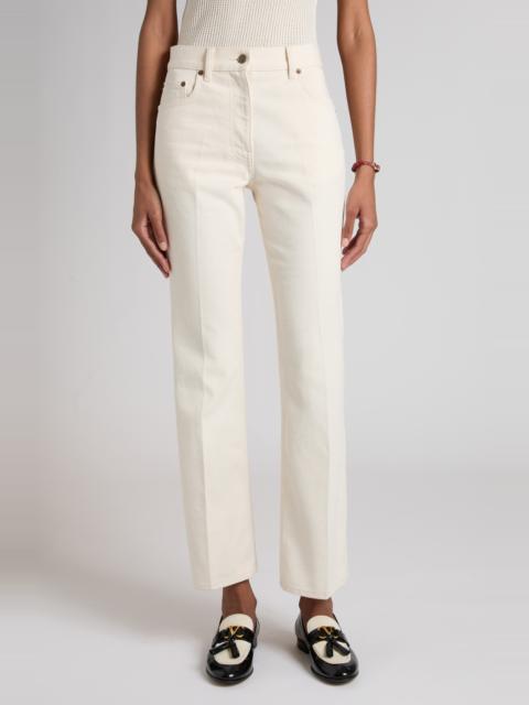 Valentino Valentino Nonstretch Denim Flare Leg Ankle Jeans in Ivory at Nordstrom