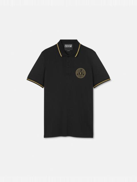 VERSACE JEANS COUTURE Embroidered V-Emblem Polo Shirt