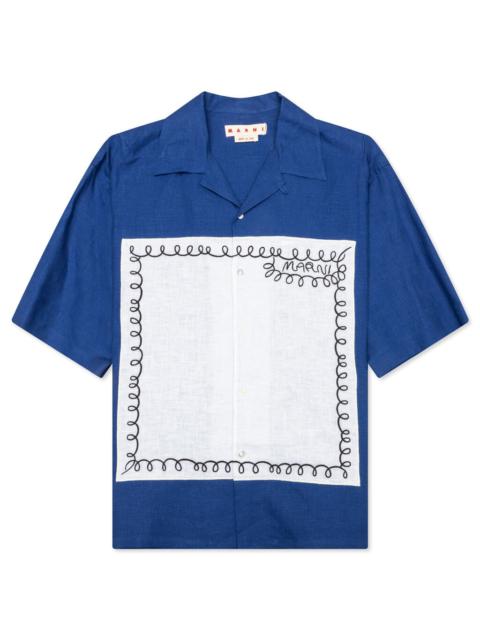 Marni POPLIN BOWLING SHIRT - MAZARINE BLUE