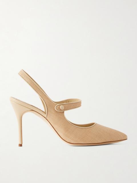 Manolo Blahnik Campari 90 Suede Slingback Pumps