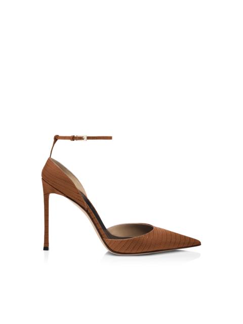 TOM FORD TEJUS-EFFECT PRINTED LEATHER VERTIGO ANKLE STRAP PUMP