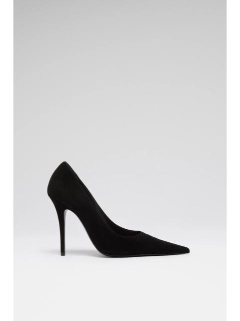 Amina Muaddi BARBARA PUMP 105 BLACK SUEDE