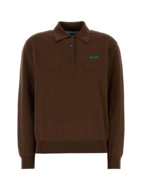 Prada Prada Women Brown Silk Blend Polo Shirt