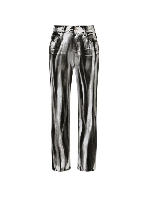 Dolce & Gabbana stripe-print cropped boyfriend jeans