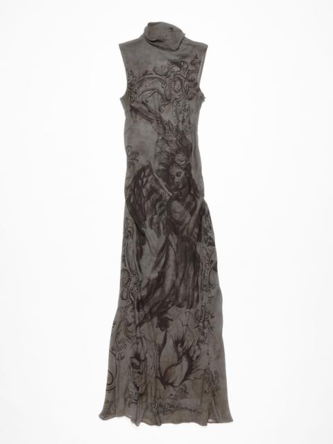 Printed mesh dress - Mud grey