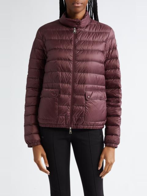 Moncler Moncler Lans Channel Quilted Down Moto Jacket in Dark Mahogany at Nordstrom