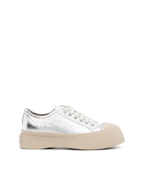 metallic leather platform sneakers