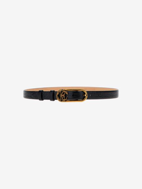 Roberto Cavalli Leather belt with Monogram Mirror Snake