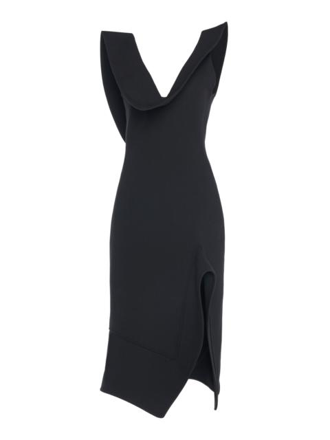 Bottega Veneta Draped Knit Midi Dress black
