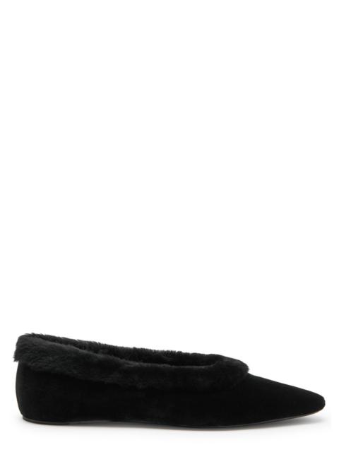 Toteme Shearling-trimmed Velvet Flats