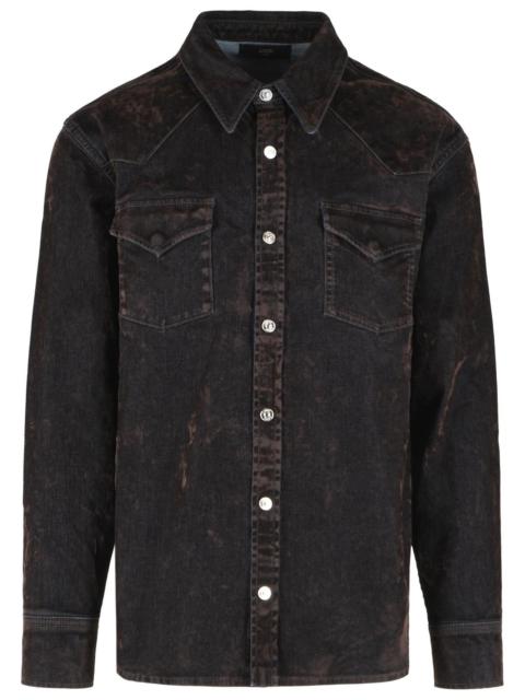 AMIRI Amiri Flocked Inj Denim Shirt Brown