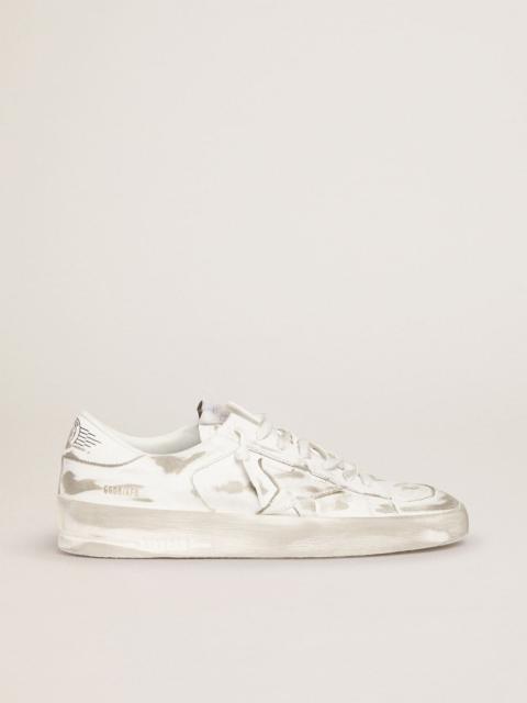 Golden Goose Men's Stardan in white leather with distressed effect
