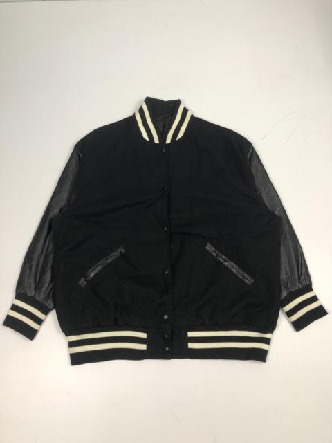 Other Designers Vintage - Vintage Japanese Brand Varsity Jacket Black Leather Sleeve