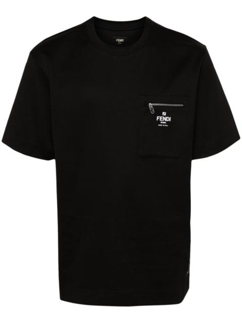 FENDI Fendi Men Zip-Detail Fendi Roma Cotton T-Shirt