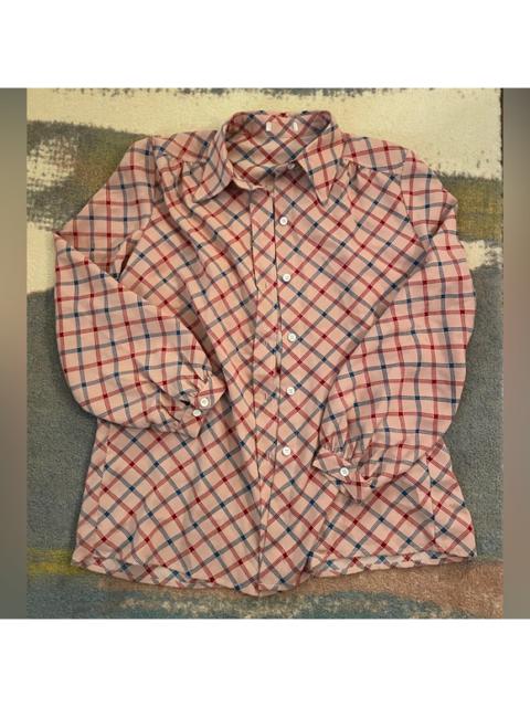 Other Designers Vintage Diagonal Check Pink + Blue Button Down Shirt / Blouse