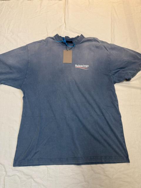 BALENCIAGA Balenciaga SS25 faded blue logo T-shirt