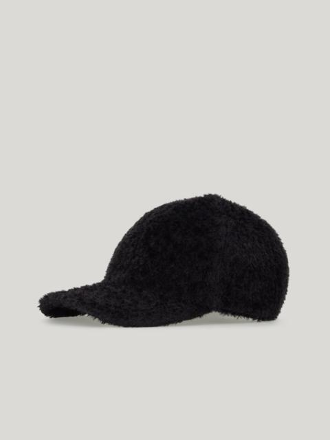 Canali BLACK WOOL/ALPACA BLEND BASEBALL CAP WITH ADJUSTABLE LEATHER CLOSURE