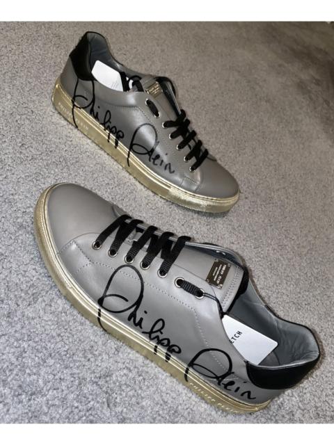 PHILIPP PLEIN Philipp Plein Low-Top Signature Sneakers Grey Size 44 NWT