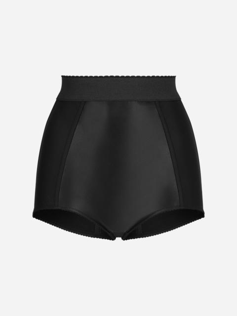 Silk satin and stretch marquisette high-waisted panties