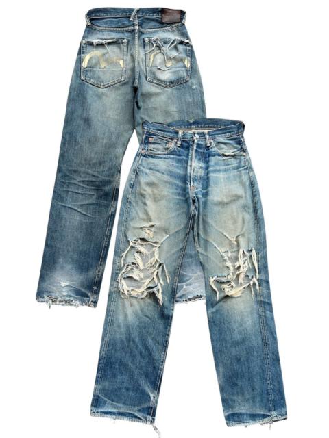 EVISU Vintage Evisu Seagul Selvedge Distressed Denim Jeans 30x31
