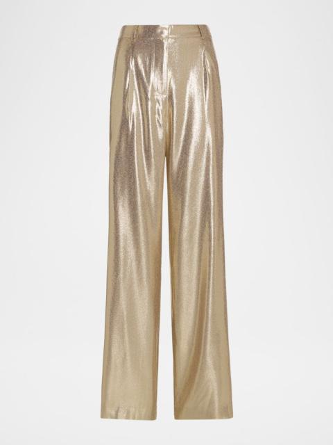 RAMY BROOK Izzy Silk Lame Wide-Leg Pants