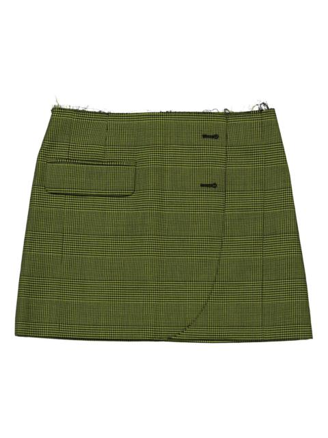 VETEMENTS Vetements Ladies Neon Yellow Check Mini Tailored Skirt, Size Small