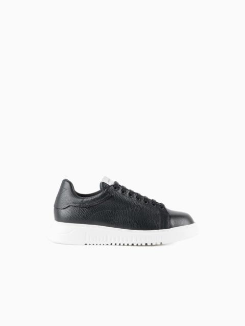 EMPORIO ARMANI Tumbled leather sneakers