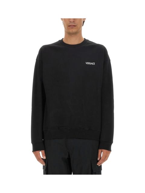 VERSACE Printed Cotton Crew-neck Sweatshirt