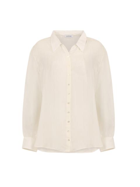 CAVANAGH BAKER White Double Silk Chiffon Sheer Andrea Blouse