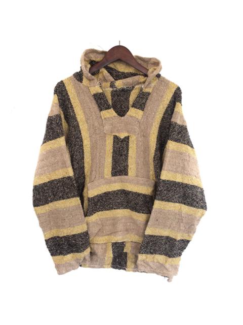 Other Designers Vintage - Vintage Classic Mexican Baja Striped Hoodie Navajo Poncho