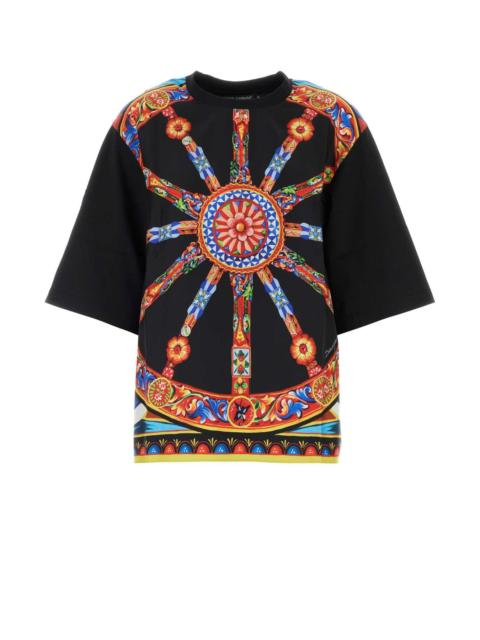 Dolce & Gabbana Dolce & Gabbana Women Black Twill And Jersey T-Shirt