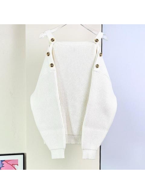 Louis Vuitton Louis Vuitton white knitted long-sleeved top