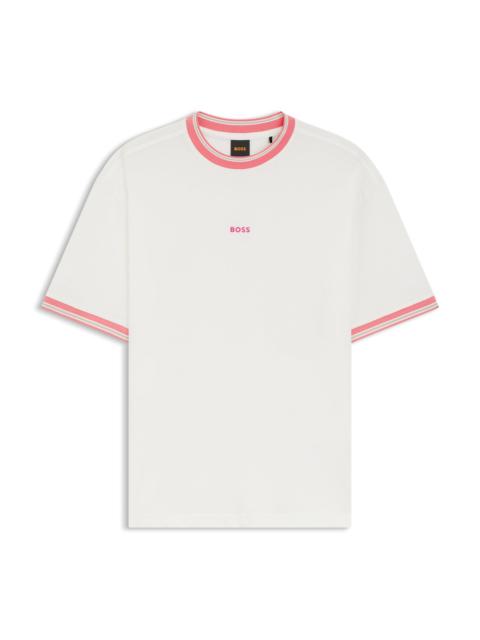 BOSS RELAXED-FIT T-SHIRT IN COTTON WITH STRIPED TRIMS