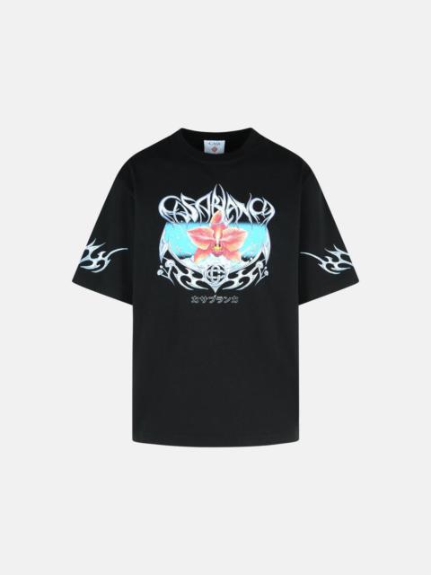 CASABLANCA BLACK COTTON T-SHIRT
