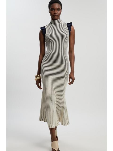 KAREN MILLEN Pointelle Frill Sleeve Knit Midi Dress