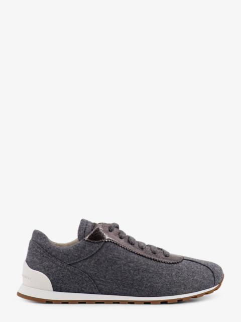 Brunello Cucinelli Women Low-Top Wool Flannel Sneakers With Leather Profiles