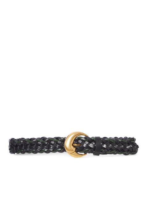 Etro Etro Women Woven Leather Belt With Gold Buckle