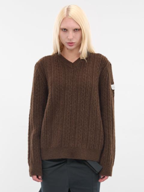 MM6 Maison Margiela Brown Cable-Knit Sweater