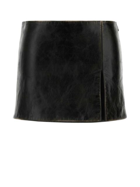 Miu Miu Miu Miu Women Black Leather Mini Skirt