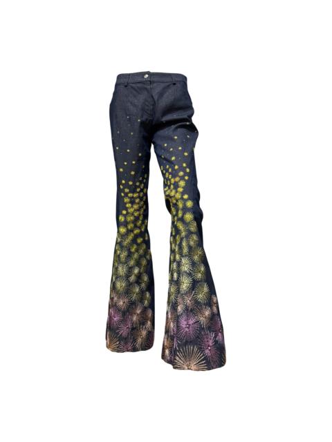 Dior CHRISTIAN DIOR Spring Summer 2002 Fireworks Beaded Embroidered Flared Denim Pants
