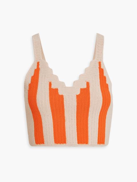Sandro Cropped striped crochet top