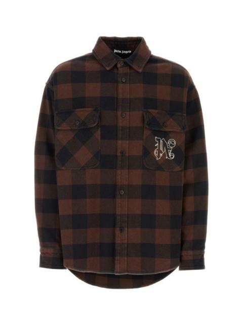 Palm Angels Man Embroidered Flannel Oversize Shirt