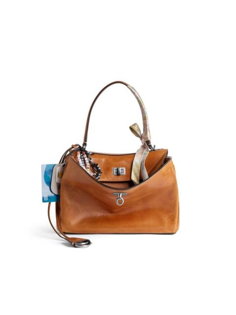 BALENCIAGA Women's Rodeo Handbag Small With Charms in Tan Cowboy