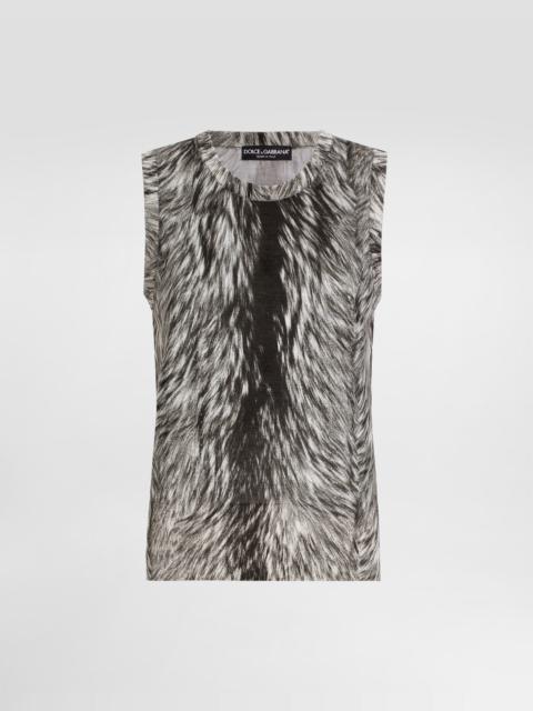 Dolce & Gabbana Silk tank top with fur print