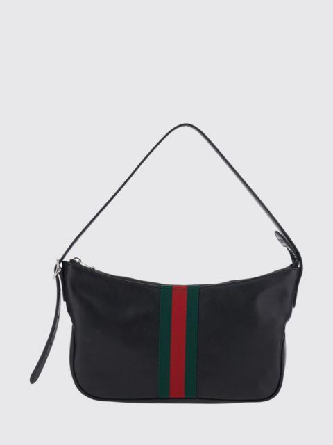 GUCCI Gucci Men Lunetta Mini Shoulder Bag Gucci In Black Smooth Leather With Web Stripe