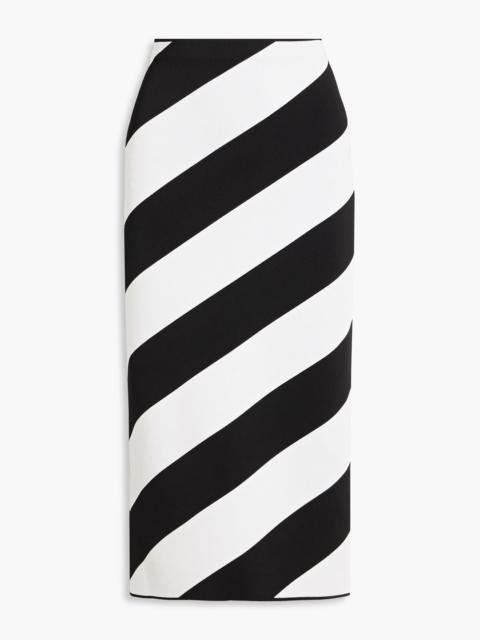 CAROLINA HERRERA Striped jacquard-knit midi skirt