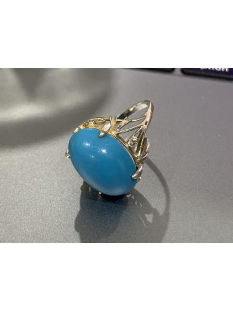 Other Designers Vintage - NATURAL SLEEPING BEAUTY TURQUOISE in 585 14k WHITE GOLD RING