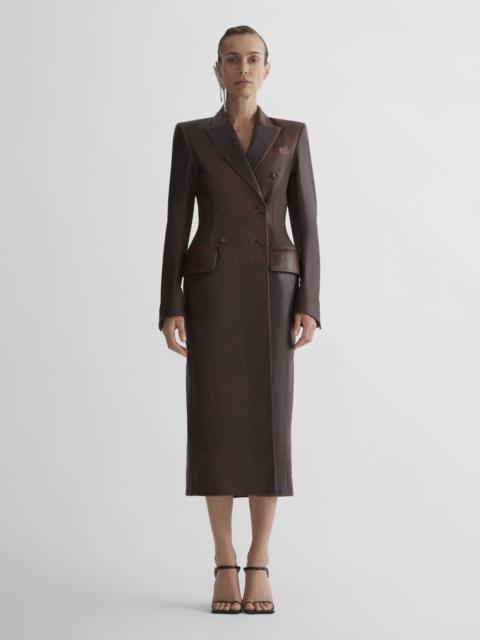 MUGLER leather hourglass coat