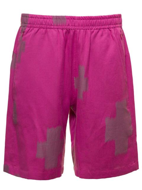 NEEDLES FUCHSIA SHORTS WITH ALL-OVER CACTUS PRINT IN COTTON AND LINEN MAN